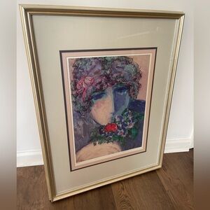 Barbara A. Wood One Rose 1990 Limited Edition Framed Lithograph Signed Art